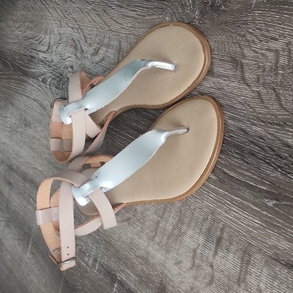 Mercanti Fiorentini Italy Metallic T Strap Leather Strappy Sandals Size 6 - Picture 3 of 8